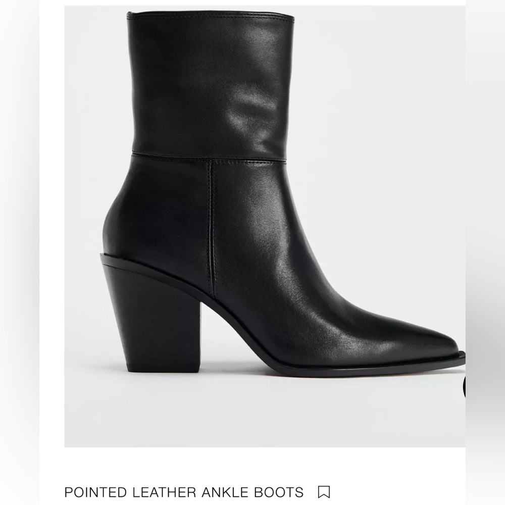Zara Leather Pointed Leather Boots